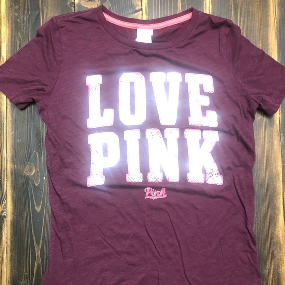 NWOT PINK by Victoria Secret BLING Short Sleeve TEE Color: Black Orchid Size XS - Picture 3 of 3